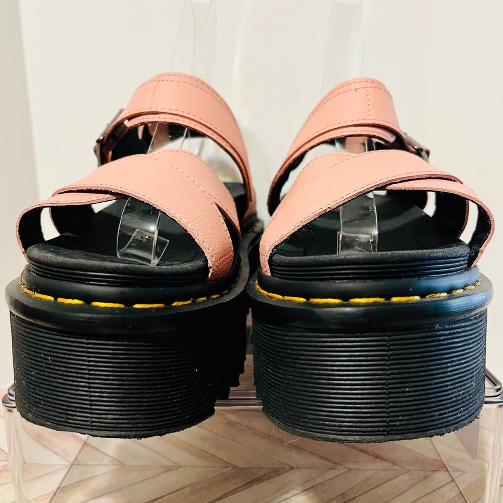 Dr Martens Voss II Athena Peach Beige Leather Women 7 Sandals Strap Platform - Picture 6 of 11